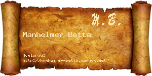Manheimer Betta névjegykártya